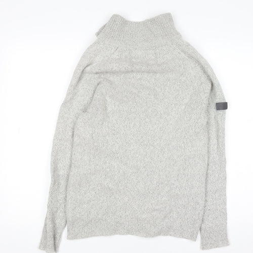 Superdry Women’s Grey Wool Blend 1/4 Zip High Neck Jumper Size L