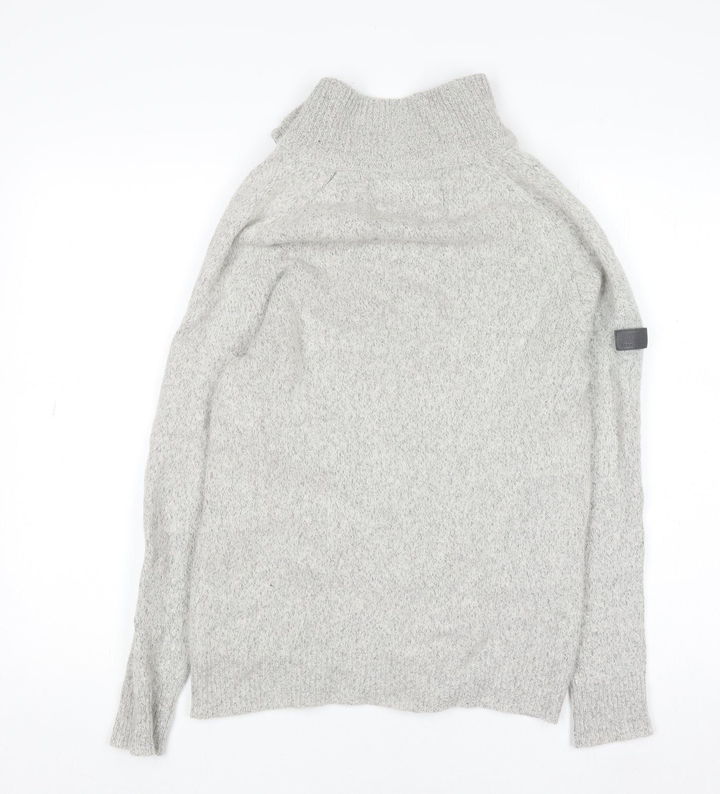Superdry Women’s Grey Wool Blend 1/4 Zip High Neck Jumper Size L