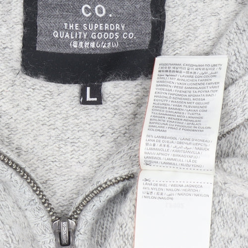 Superdry Women’s Grey Wool Blend 1/4 Zip High Neck Jumper Size L