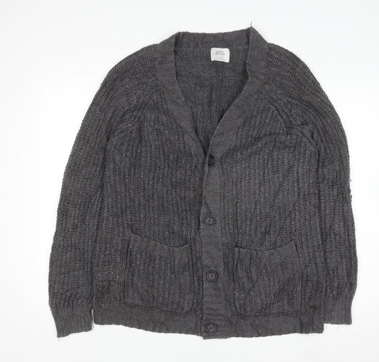 Pull & Bear Women’s Grey Chunky-Knit Cardigan Size 12