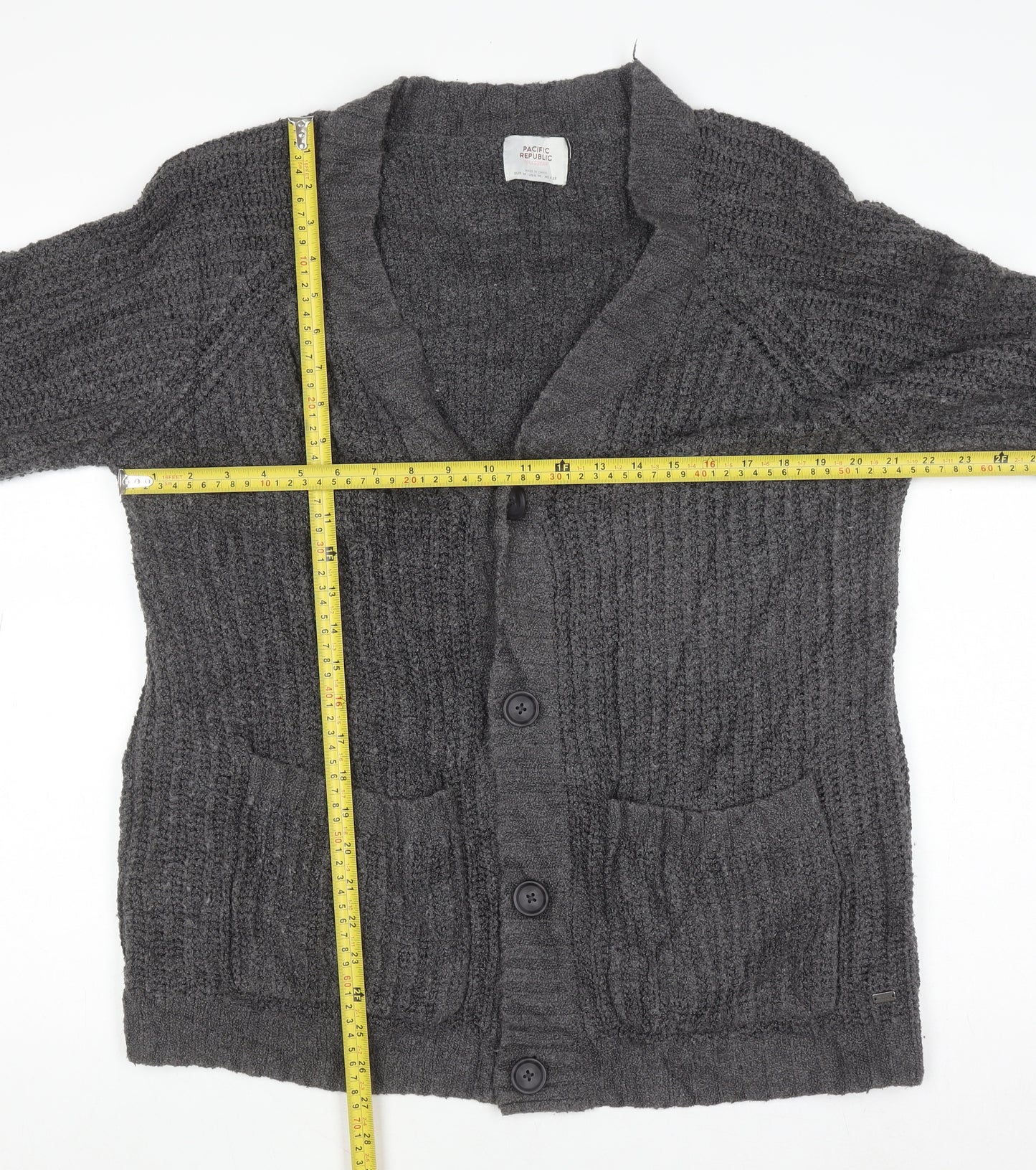 Pull & Bear Women’s Grey Chunky-Knit Cardigan Size 12