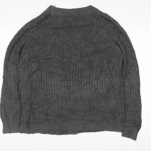 Pull & Bear Women’s Grey Chunky-Knit Cardigan Size 12
