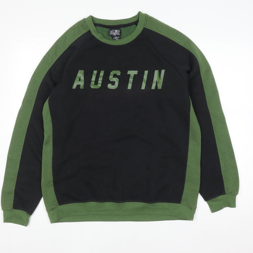 Salt Creek Men's Black Green Austin Crew Neck Sweatshirt M