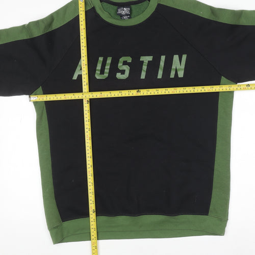 Salt Creek Men's Black Green Austin Crew Neck Sweatshirt M