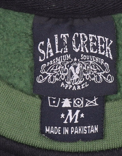 Salt Creek Men's Black Green Austin Crew Neck Sweatshirt M