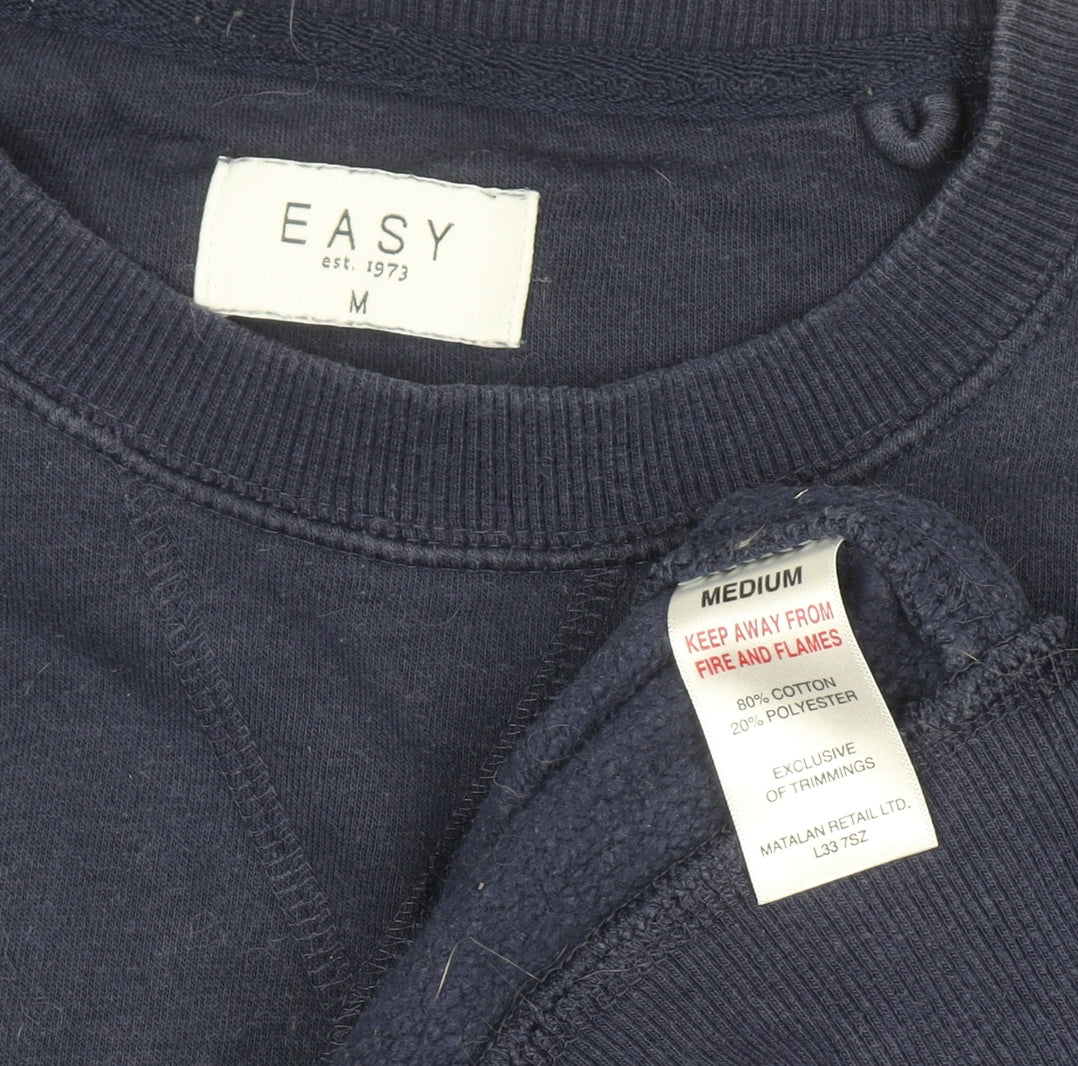 Easy Men's Blue Crew Neck Pullover Sweatshirt Medium