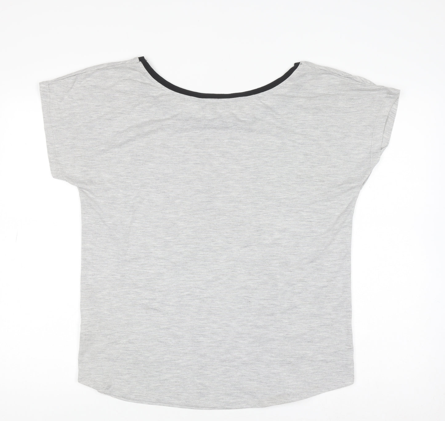 New Look Women Grey Graphic T-Shirt Size 16 Short Sleeve Polyester Viscose