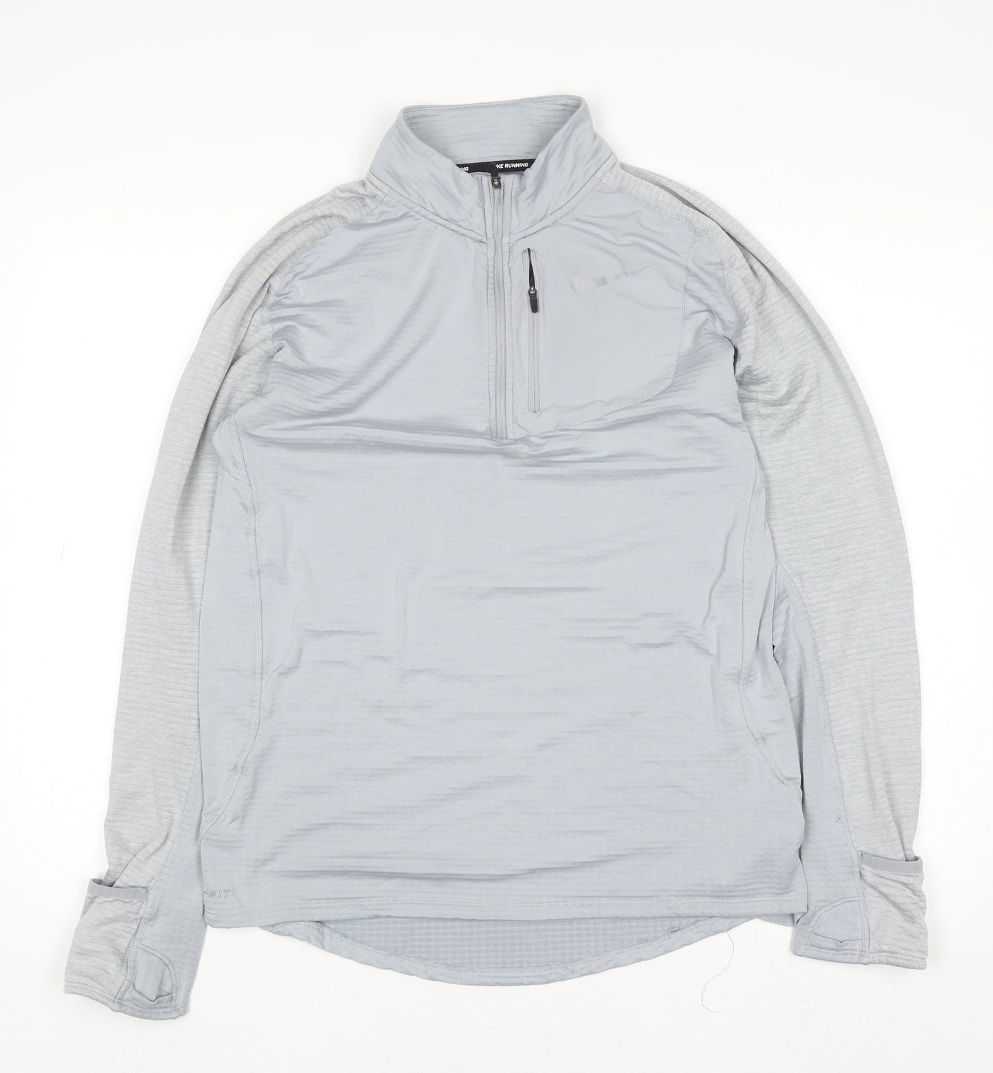 Nike Men's Grey Dri-FIT 1/4 Zip Running Top Size M