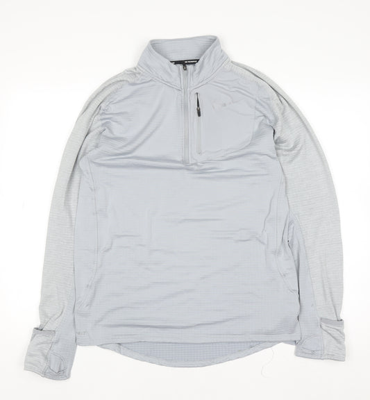 Nike Men's Grey Dri-FIT 1/4 Zip Running Top Size M