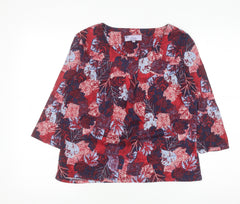 Honor Millburn Women's Multicoloured 3/4 Sleeve Floral Tunic Blouse Size 12