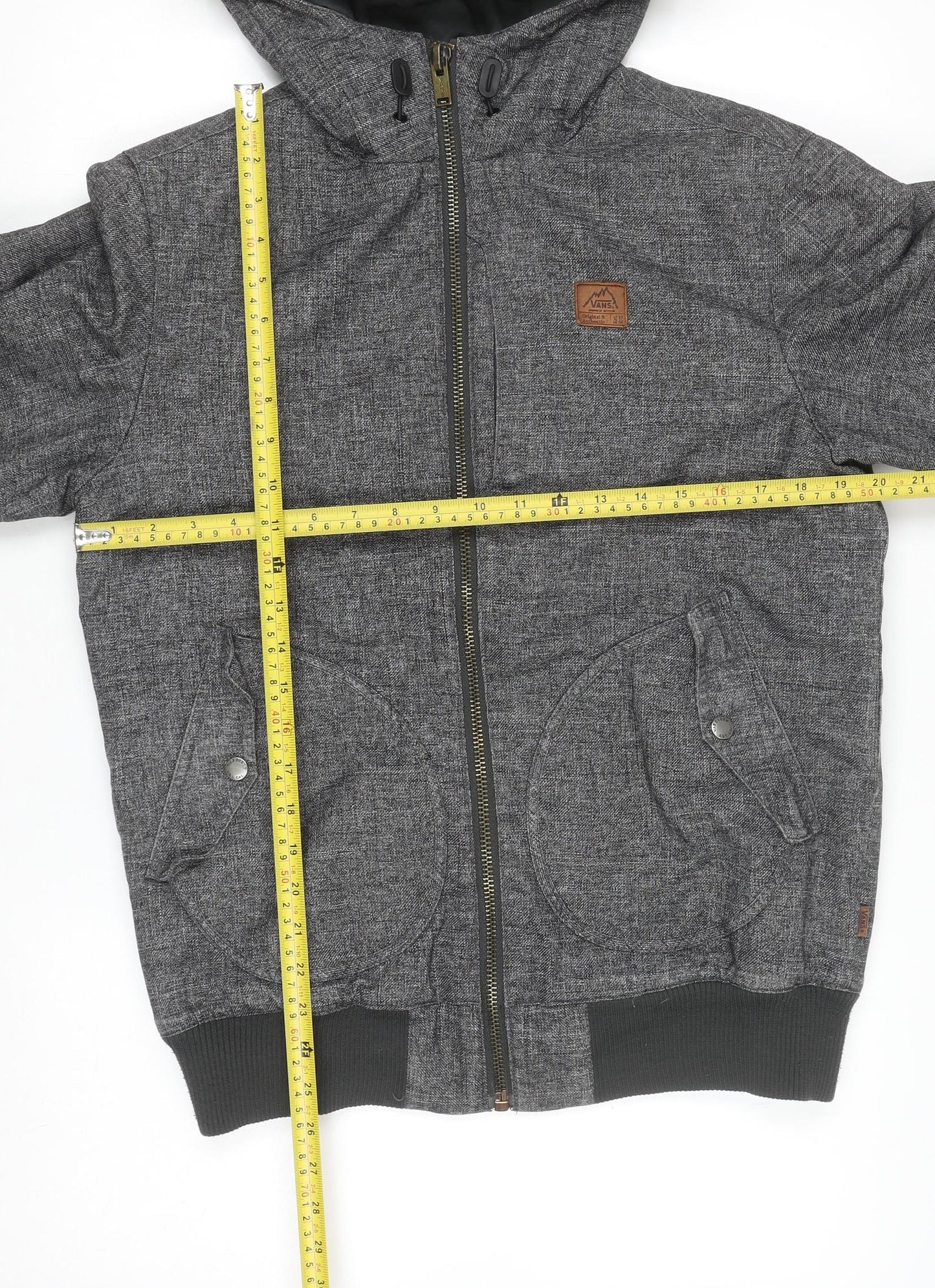 Vans Men's Grey XS Bomber Jacket Hooded Mountain Edition