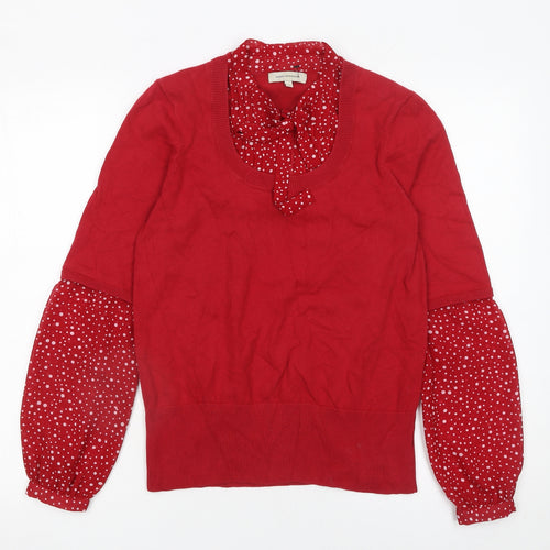 Rocha.John Rocha Womens Red Size 14 Polka Dot Sleeve Jumper