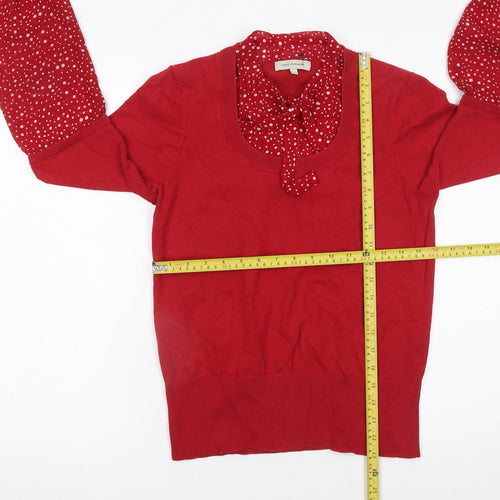 Rocha.John Rocha Womens Red Size 14 Polka Dot Sleeve Jumper