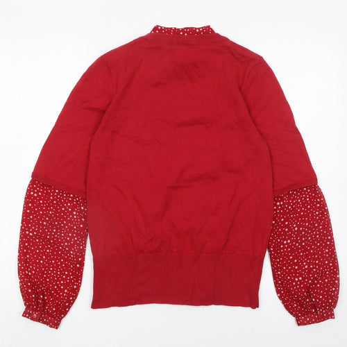 Rocha.John Rocha Womens Red Size 14 Polka Dot Sleeve Jumper