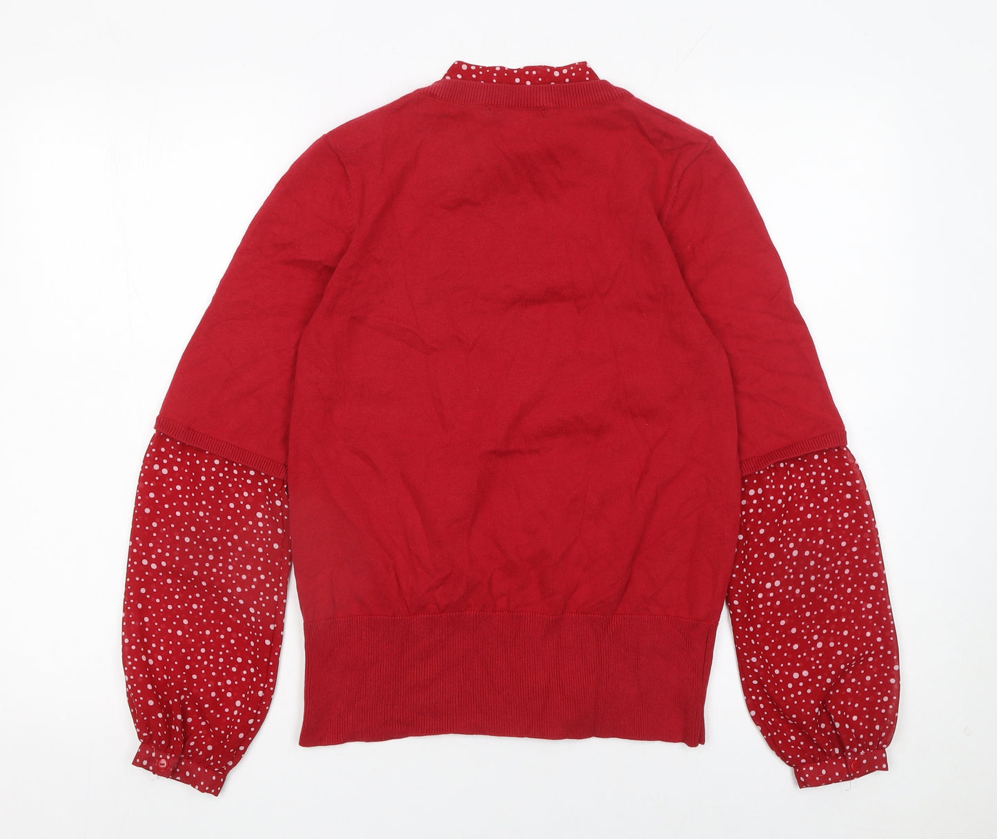 Rocha.John Rocha Womens Red Size 14 Polka Dot Sleeve Jumper