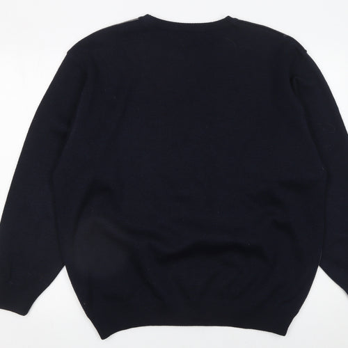 Marks and Spencer Men’s Grey Wool Blend Striped Crew Neck Jumper L