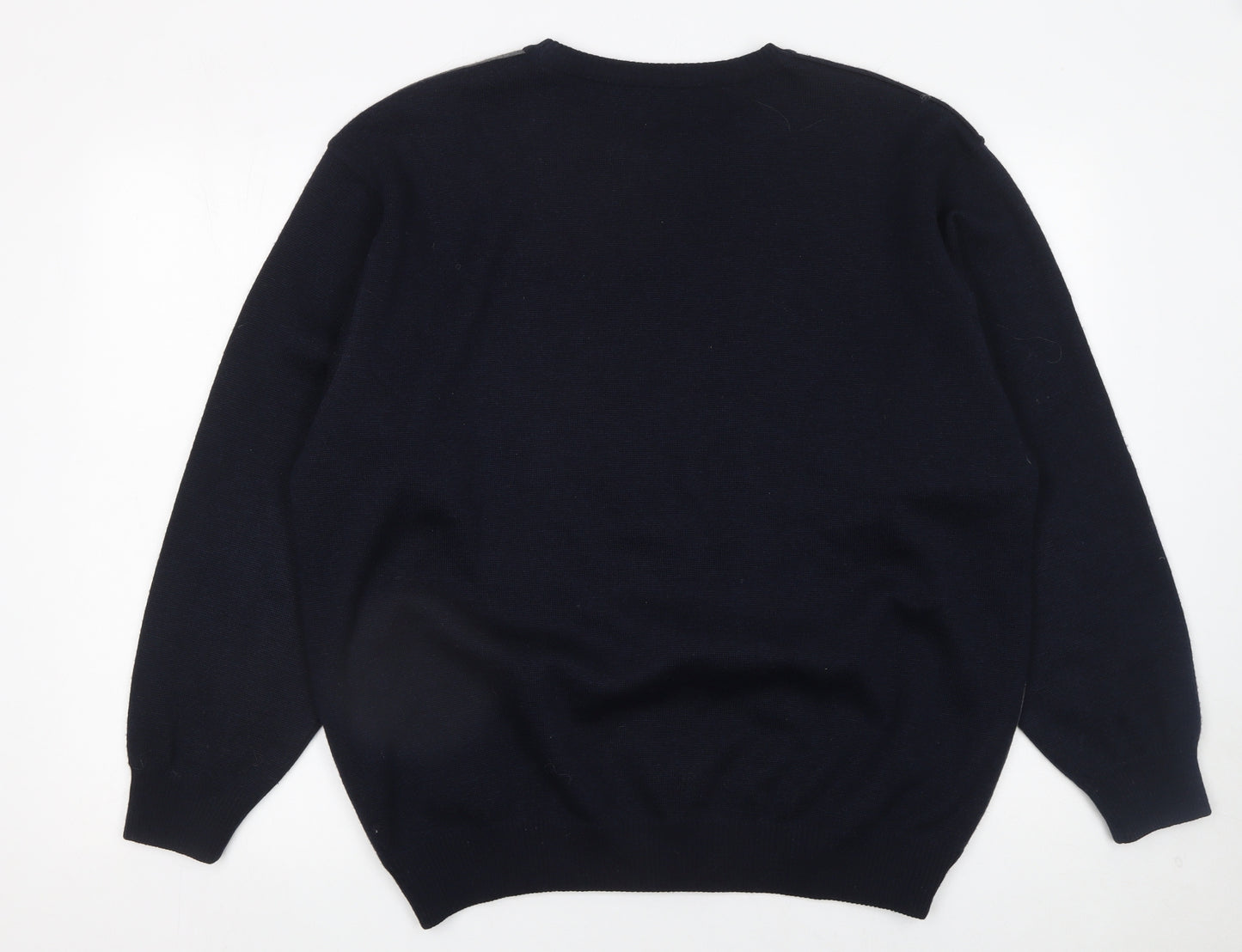Marks and Spencer Men’s Grey Wool Blend Striped Crew Neck Jumper L