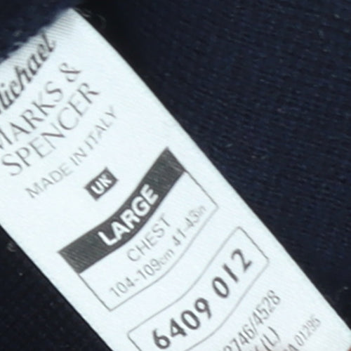 Marks and Spencer Men’s Grey Wool Blend Striped Crew Neck Jumper L