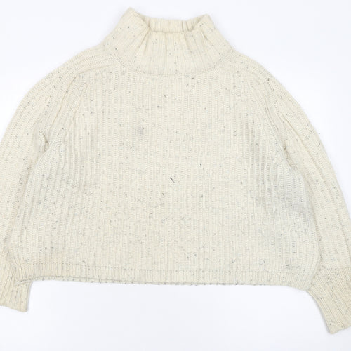 Silence + Noise Womens Ivory Roll Neck Chunky Knit Jumper Size S