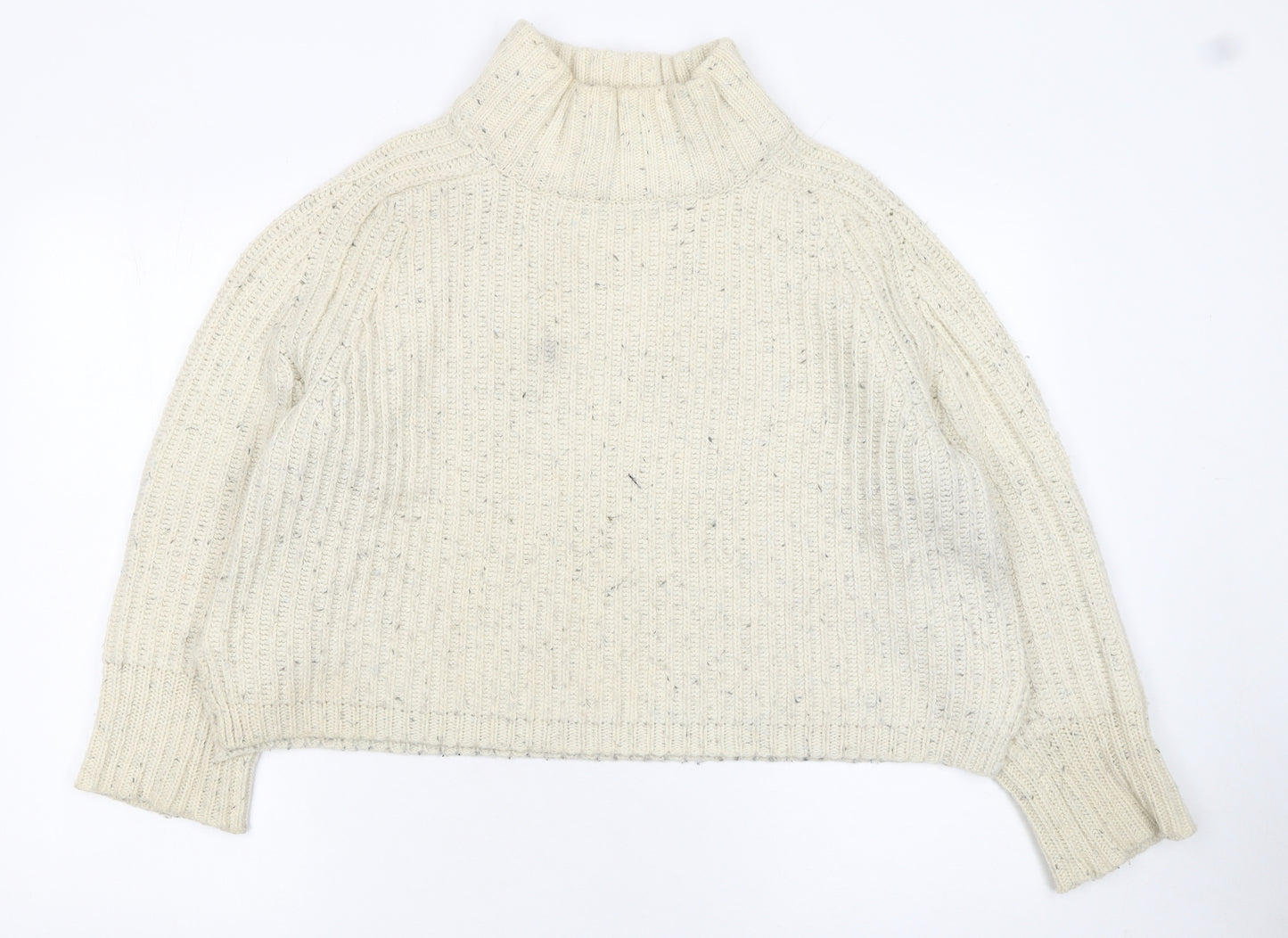 Silence + Noise Womens Ivory Roll Neck Chunky Knit Jumper Size S