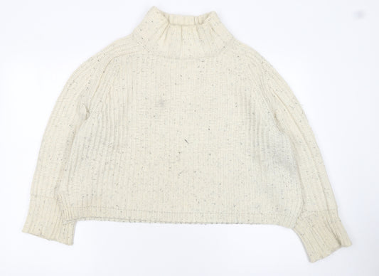 Silence + Noise Womens Ivory Roll Neck Chunky Knit Jumper Size S