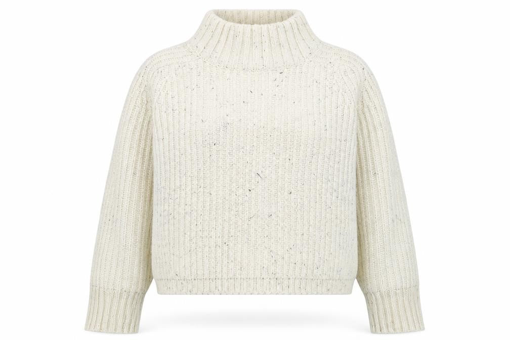 Front view of Silence + Noise women’s ivory roll neck chunky knit jumper, size S