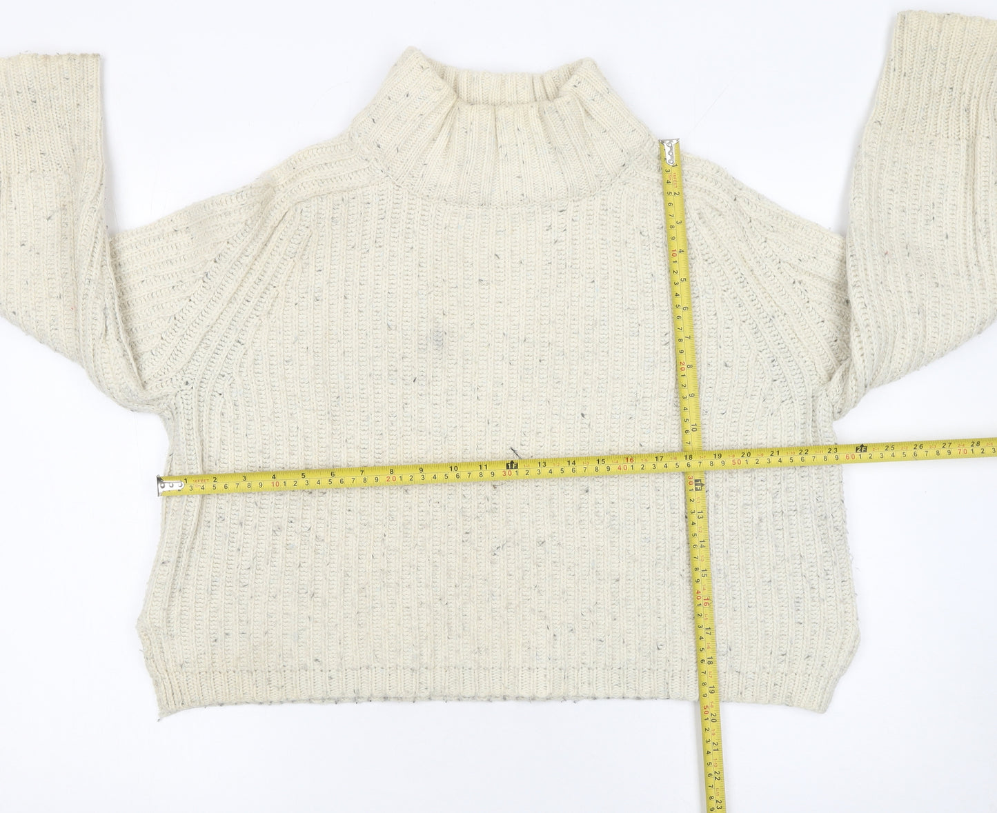 Silence + Noise Womens Ivory Roll Neck Chunky Knit Jumper Size S