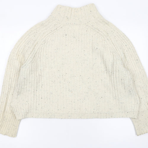 Silence + Noise Womens Ivory Roll Neck Chunky Knit Jumper Size S