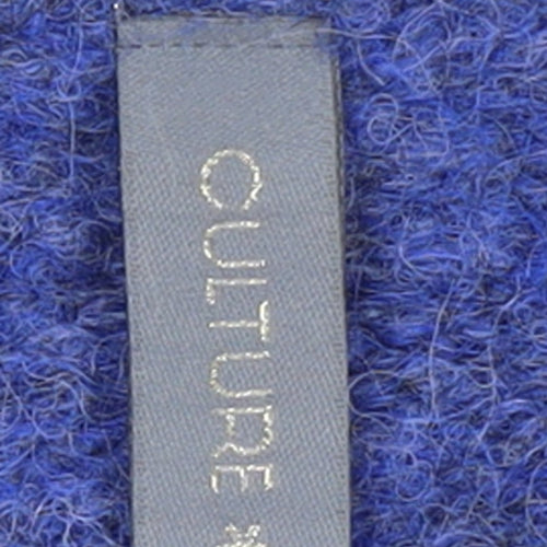 CULTURE Women's Blue V-Neck Chunky Knit Wool Blend Jumper XS
