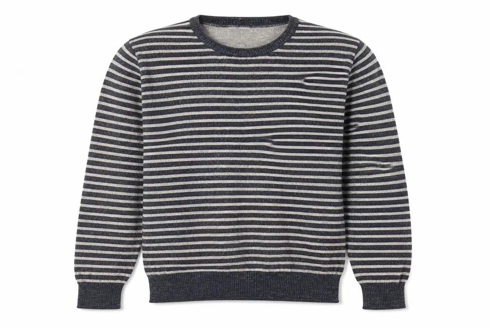 John Lewis Men's Blue Striped Cotton Crew Neck Jumper Size S