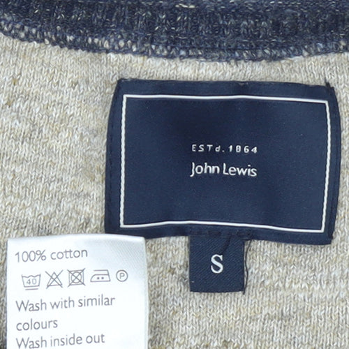 John Lewis Men's Blue Striped Cotton Crew Neck Jumper Size S
