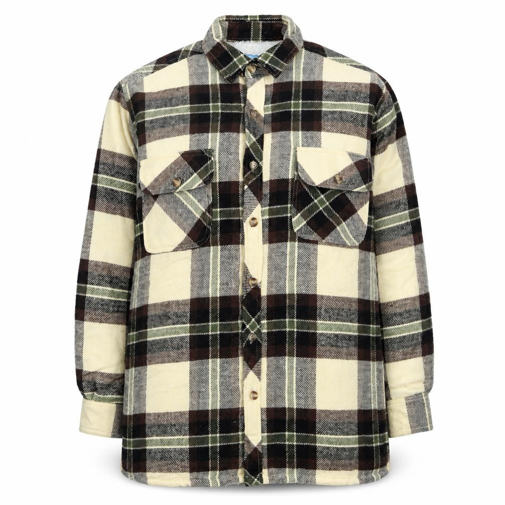Front view of Fred Seigle women’s multicoloured check padded flannel shirt jacket l