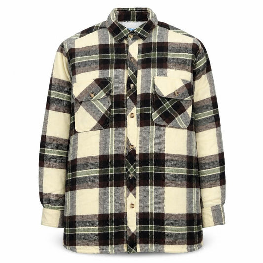 Front view of Fred Seigle women’s multicoloured check padded flannel shirt jacket l