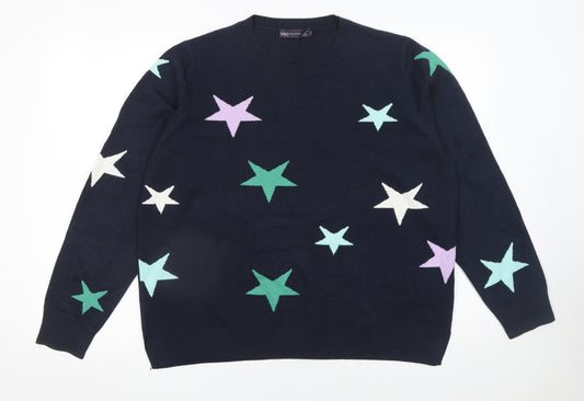 Marks and Spencer Women's Blue Star Jumper Size 18 Acrylic Knit