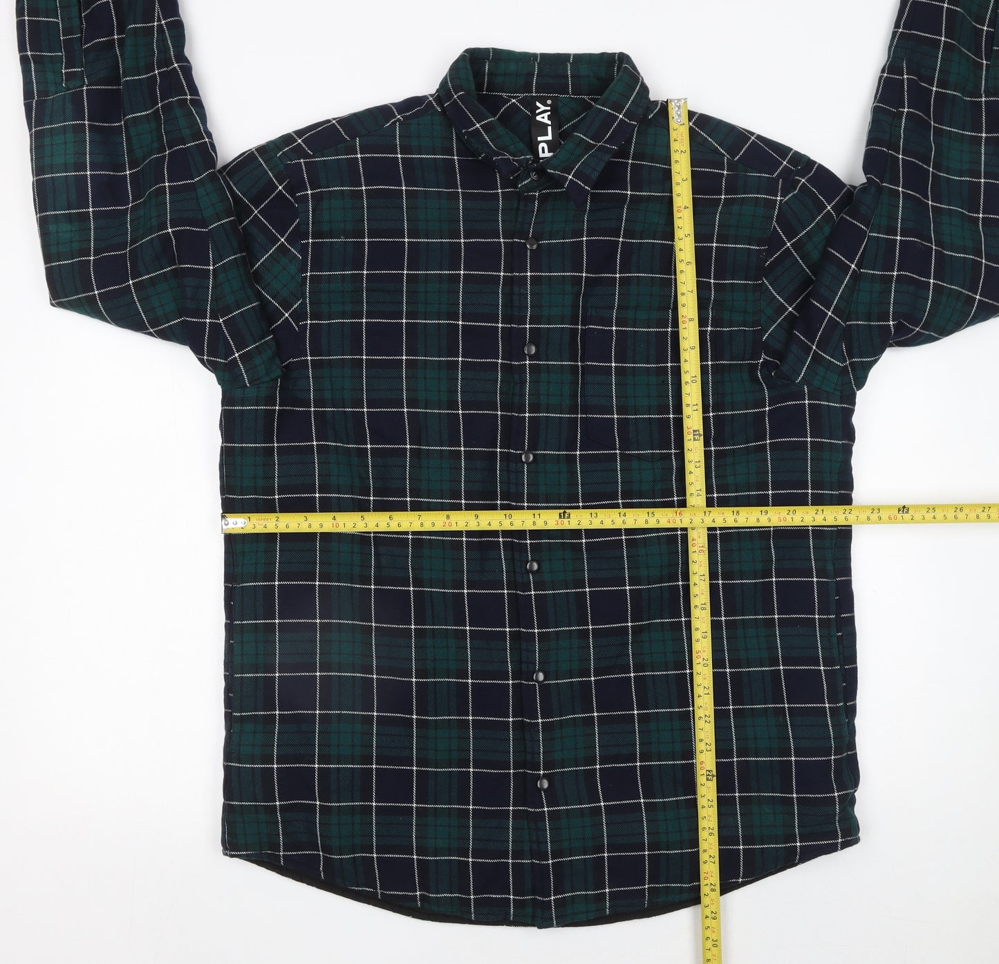 Replay Men's Blue Plaid Cotton Button-Up Long Sleeve Shirt Size L