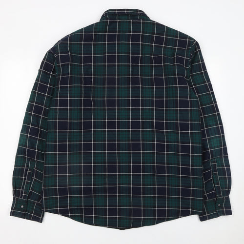Replay Men's Blue Plaid Cotton Button-Up Long Sleeve Shirt Size L
