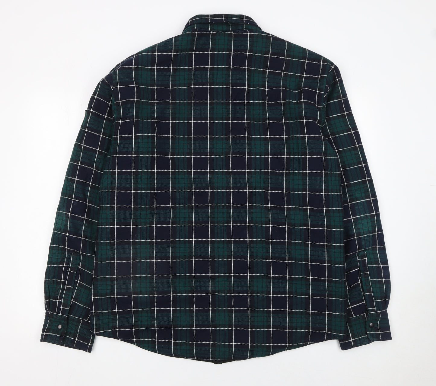 Replay Men's Blue Plaid Cotton Button-Up Long Sleeve Shirt Size L
