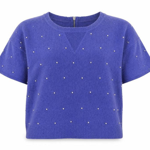 Topshop Women Purple Beaded Short Sleeve Knit Pullover Jumper Size 10