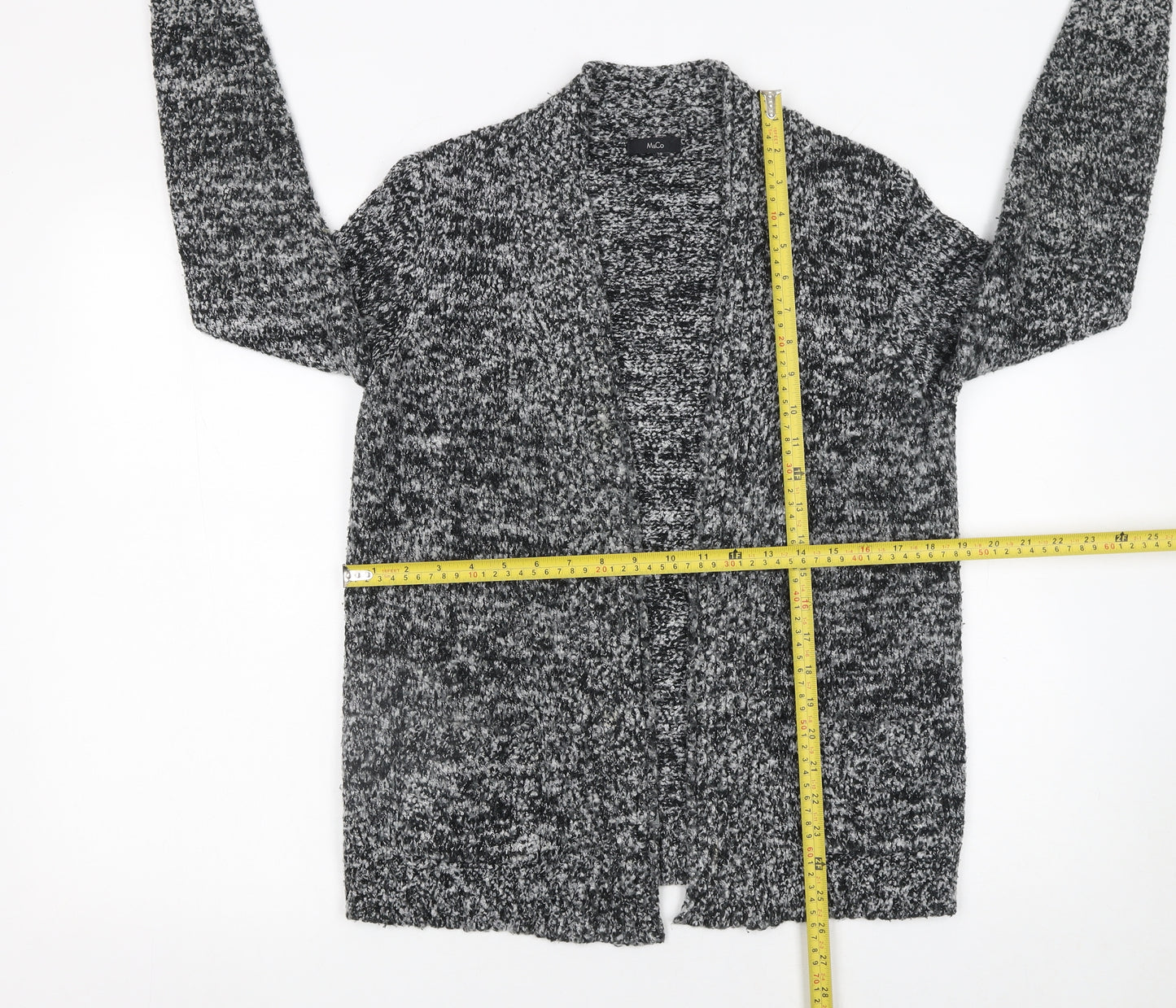 M&Co Women's Grey Chunky Knit Long Sleeve Cardigan Size 12