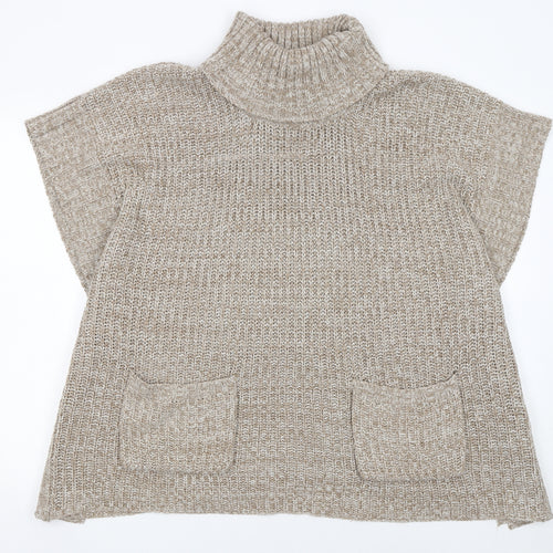 Originals Knitwear Women Beige Roll Neck Chunky Tunic Jumper S