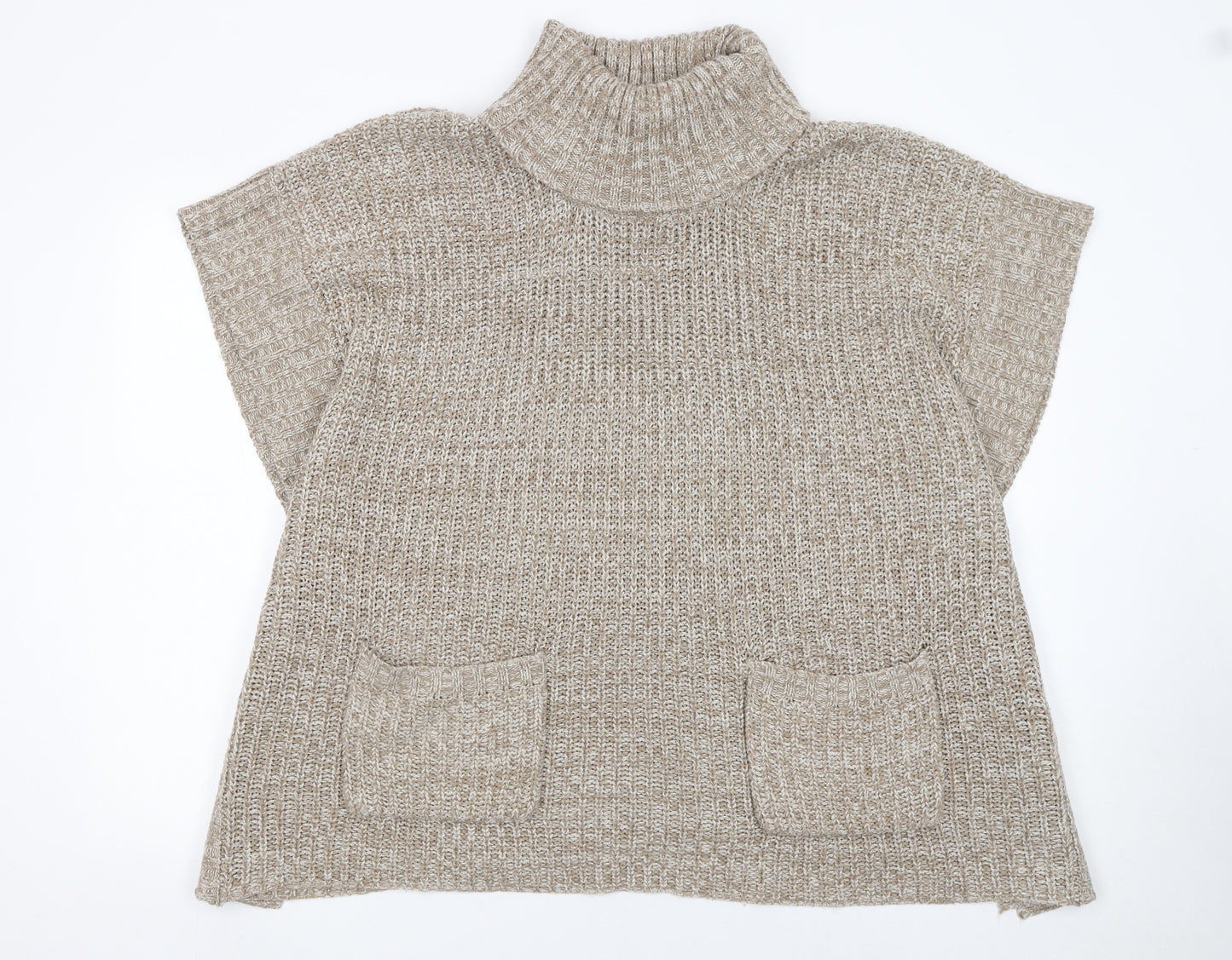 Originals Knitwear Women Beige Roll Neck Chunky Tunic Jumper S