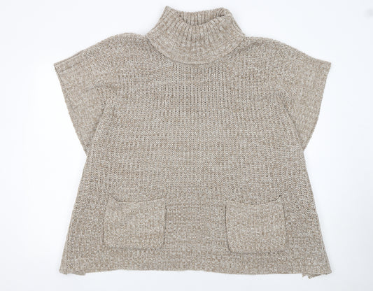 Originals Knitwear Women Beige Roll Neck Chunky Tunic Jumper S