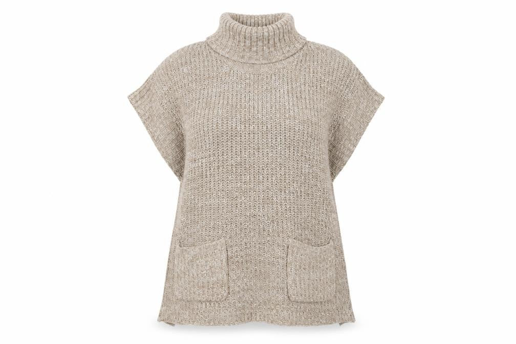 Originals Knitwear Women Beige Roll Neck Chunky Tunic Jumper S