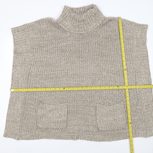 Originals Knitwear Women Beige Roll Neck Chunky Tunic Jumper S