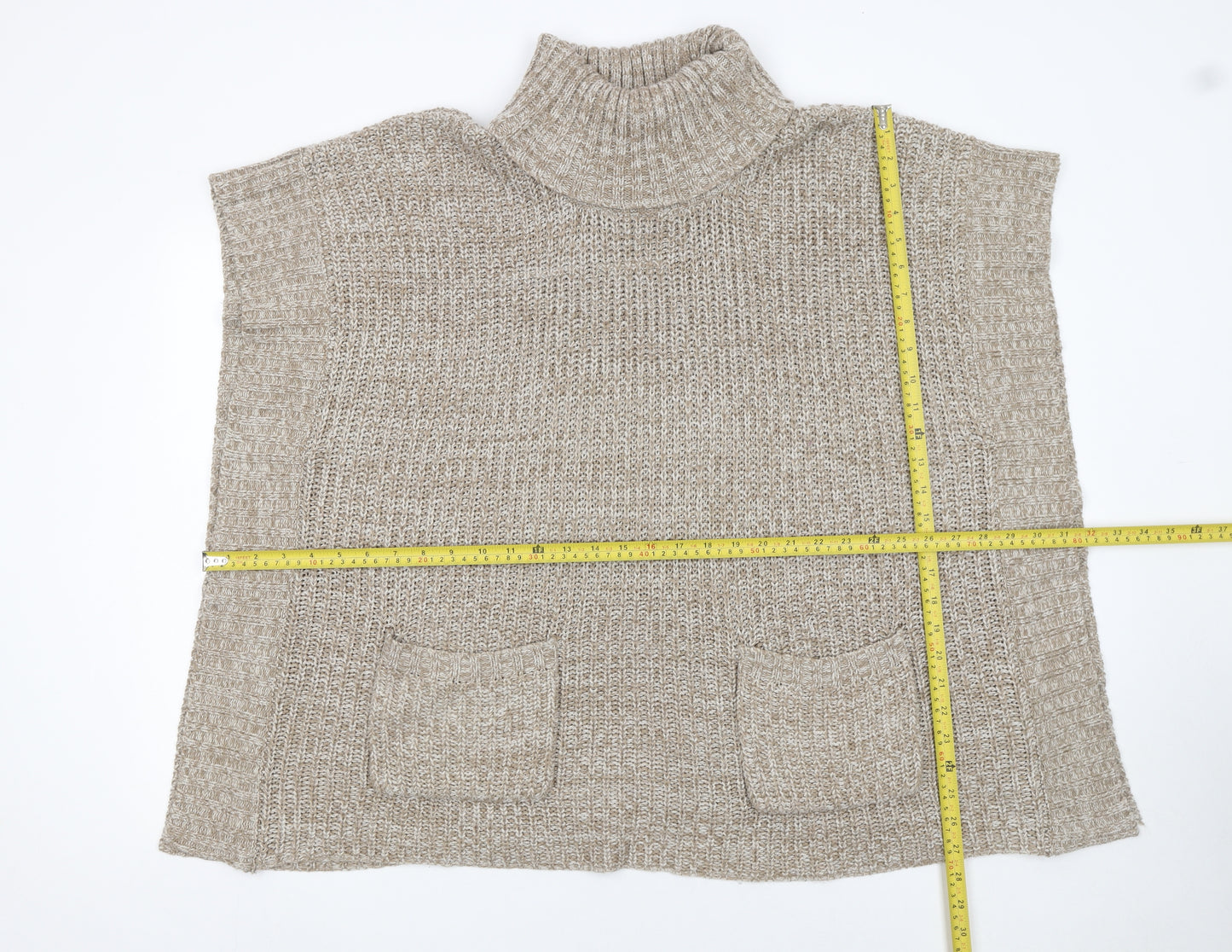 Originals Knitwear Women Beige Roll Neck Chunky Tunic Jumper S