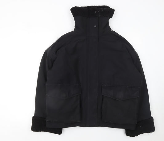 & Other Stories Women's Black XS Bomber Jacket with Shearling Collar