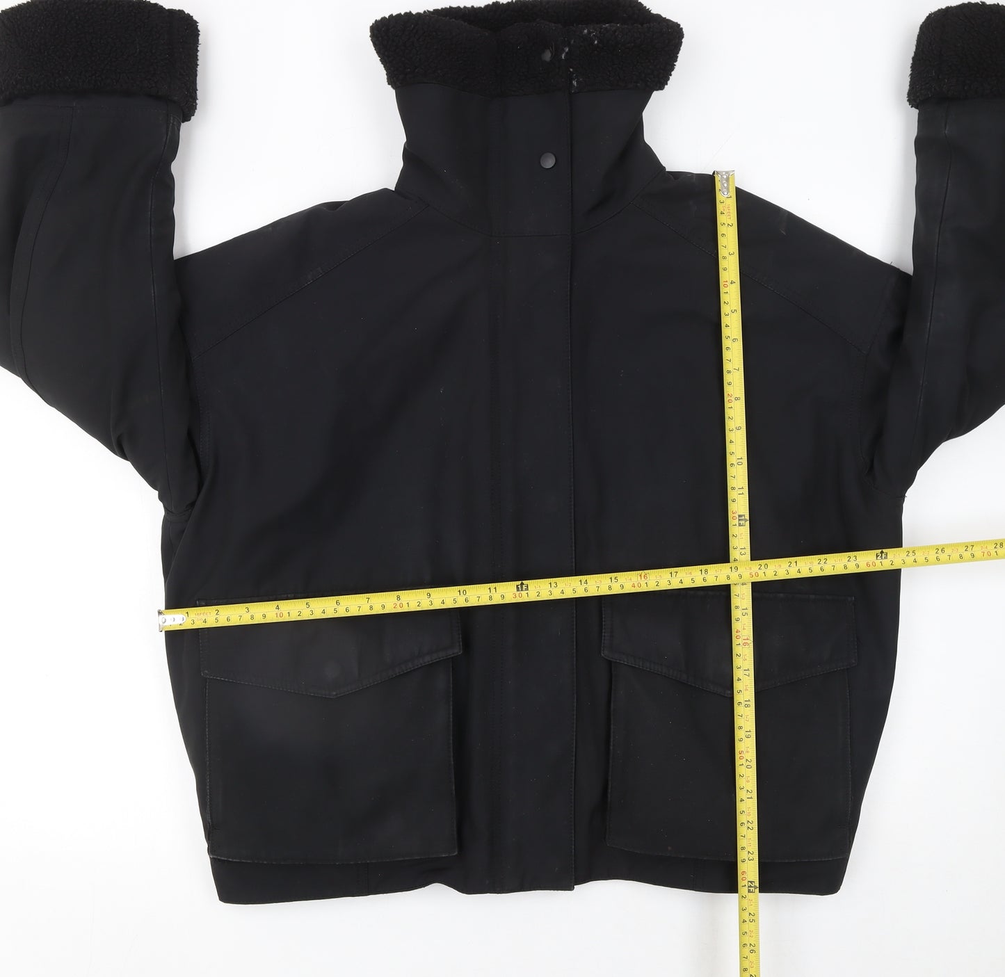 & Other Stories Women's Black XS Bomber Jacket with Shearling Collar