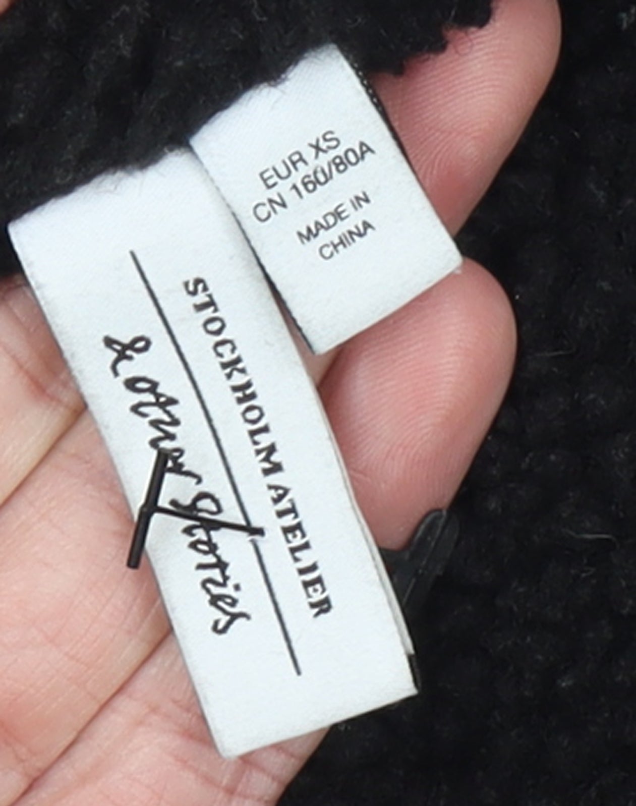 & Other Stories Women's Black XS Bomber Jacket with Shearling Collar