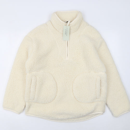 George Women Ivory Fleece High Neck Zip Top Nightshirt Size 8-10