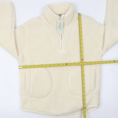 George Women Ivory Fleece High Neck Zip Top Nightshirt Size 8-10